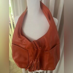 Laggo Leather Shoulder bag in Hermes Orange